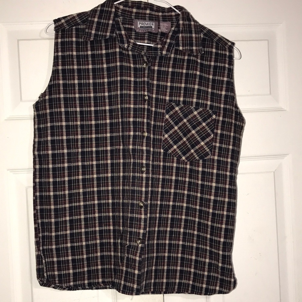 Women’s Linen-blend Plaid Top